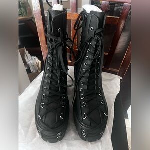 Black Lace-Up Platform Boots